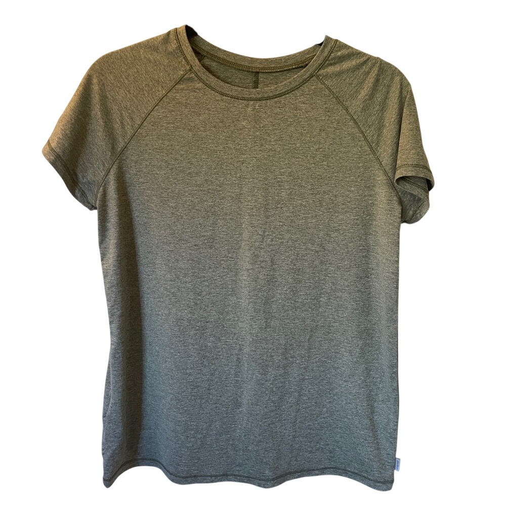 Eddie Bauer Womens Short Sleeve Active Tee Olive Green Heather Raglan Shirt S